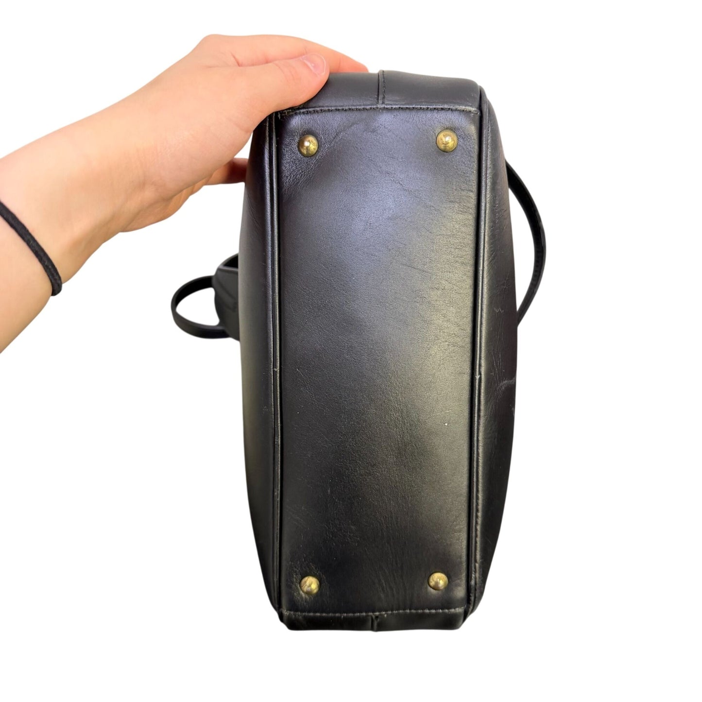 Gucci Vintage Black Leather Hobo Bag With Gold Hardware
