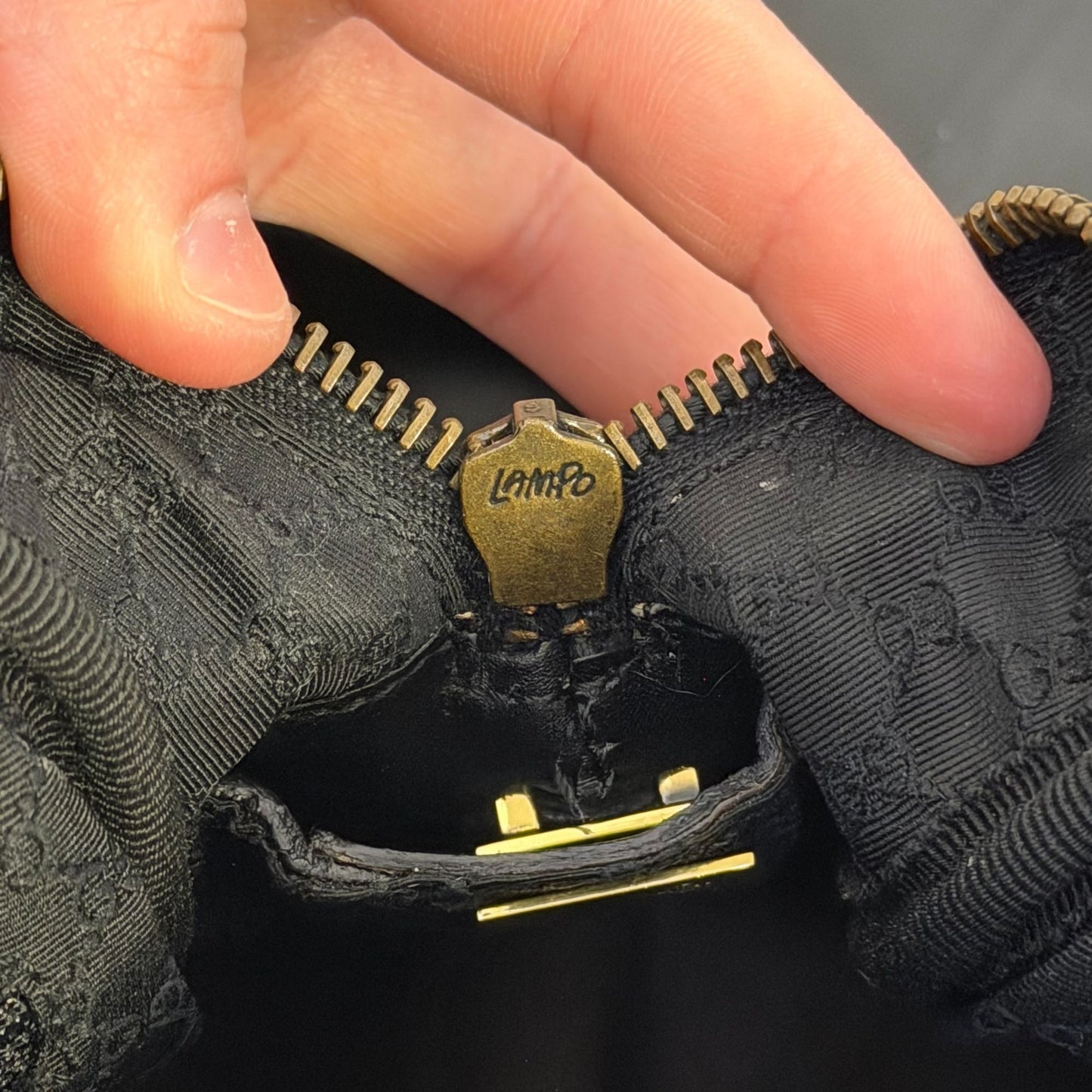 Gucci Vintage Black Leather Hobo Bag With Gold Hardware