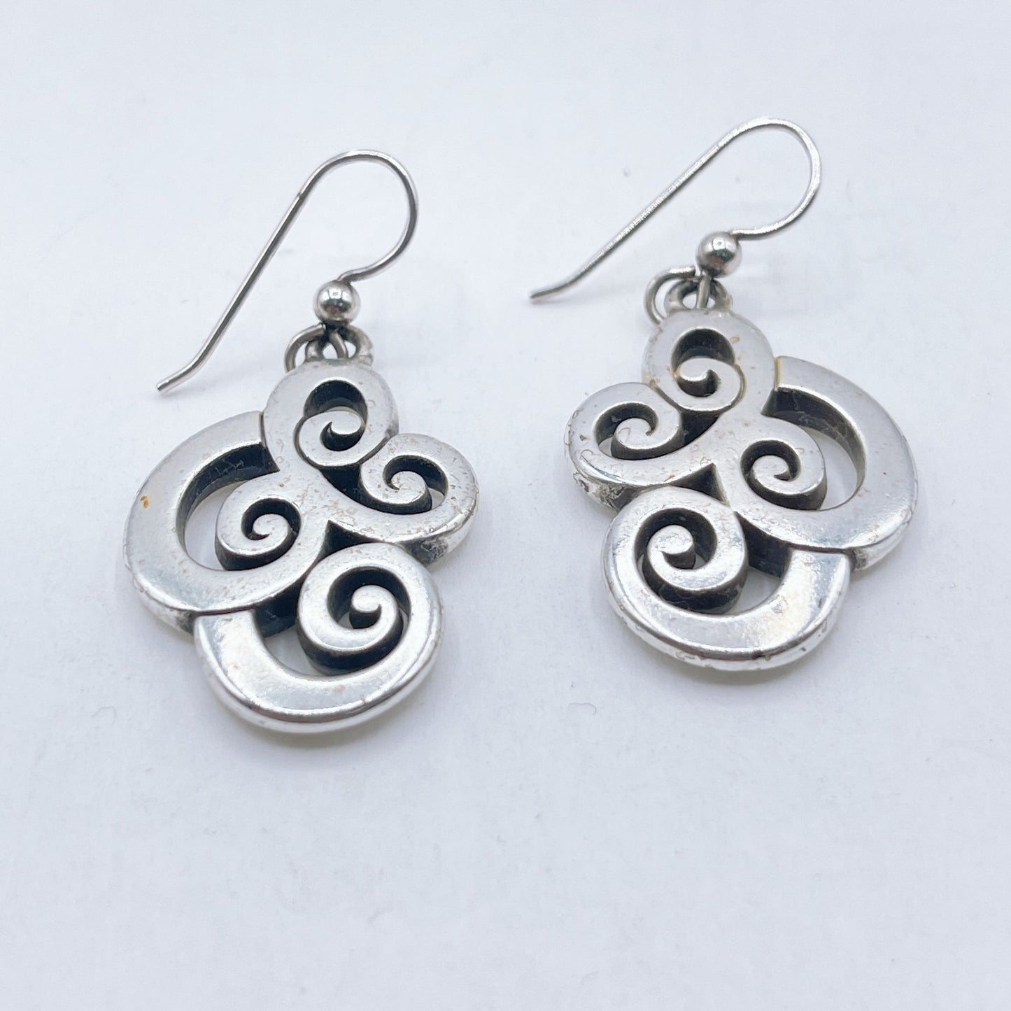 Brighton Celtic Swirl Design Silver Tone Dangle Earrings Medium