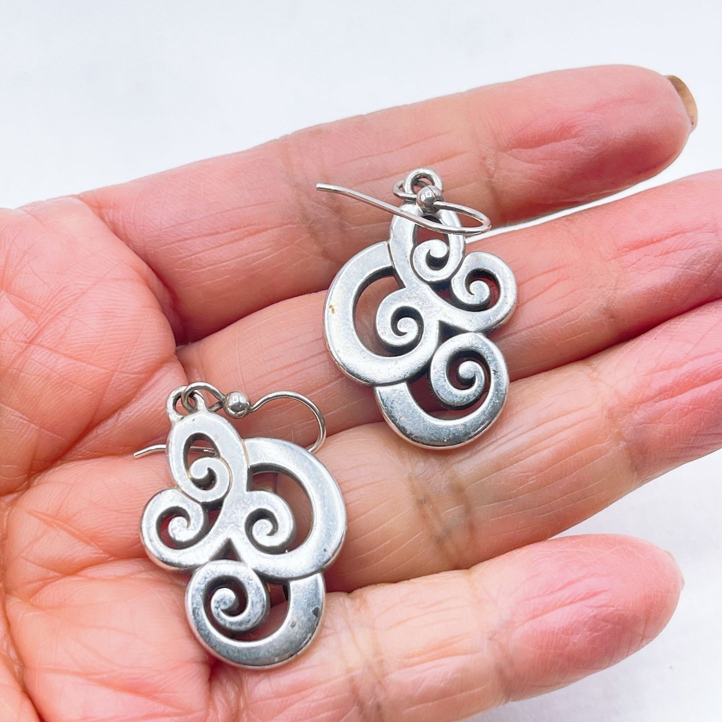 Brighton Celtic Swirl Design Silver Tone Dangle Earrings Medium