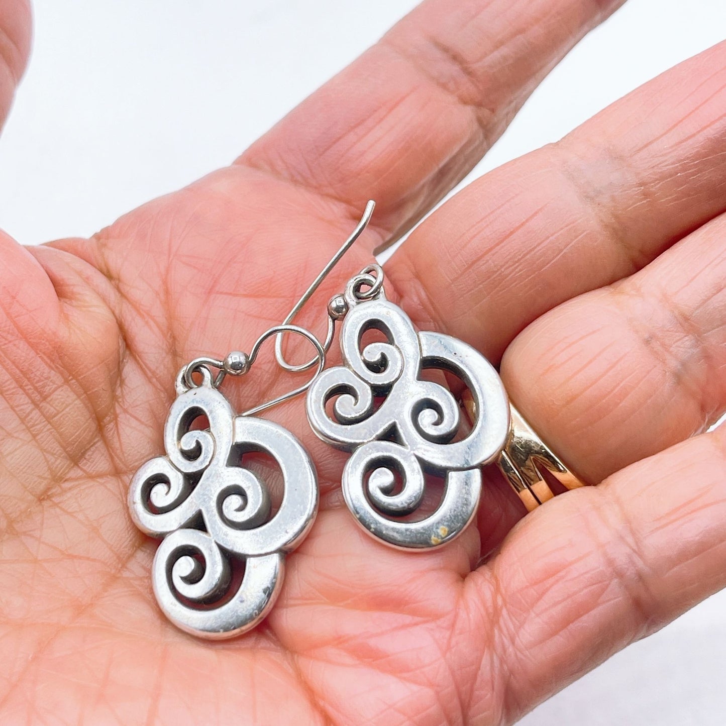 Brighton Celtic Swirl Design Silver Tone Dangle Earrings Medium