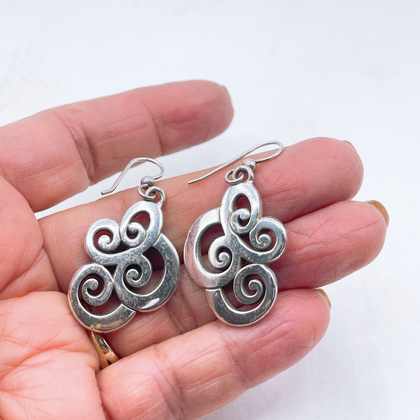 Brighton Celtic Swirl Design Silver Tone Dangle Earrings Medium