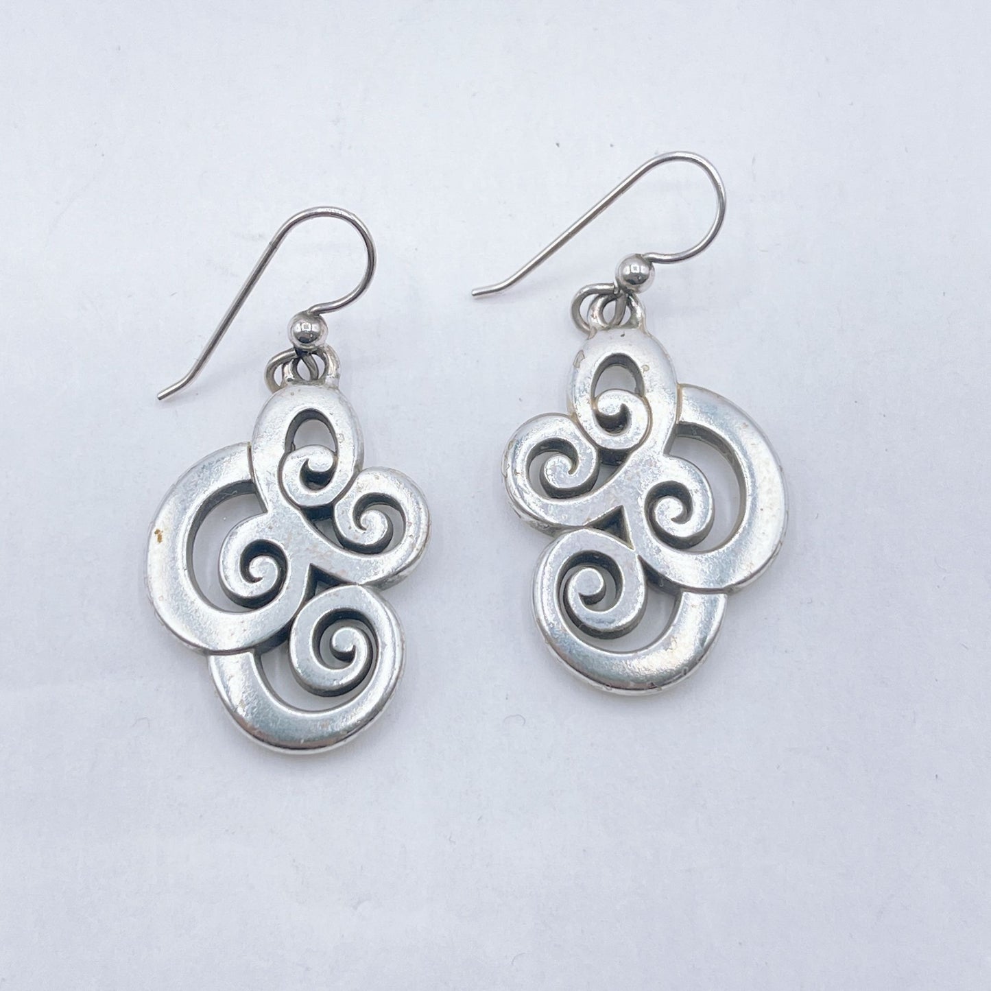 Brighton Celtic Swirl Design Silver Tone Dangle Earrings Medium