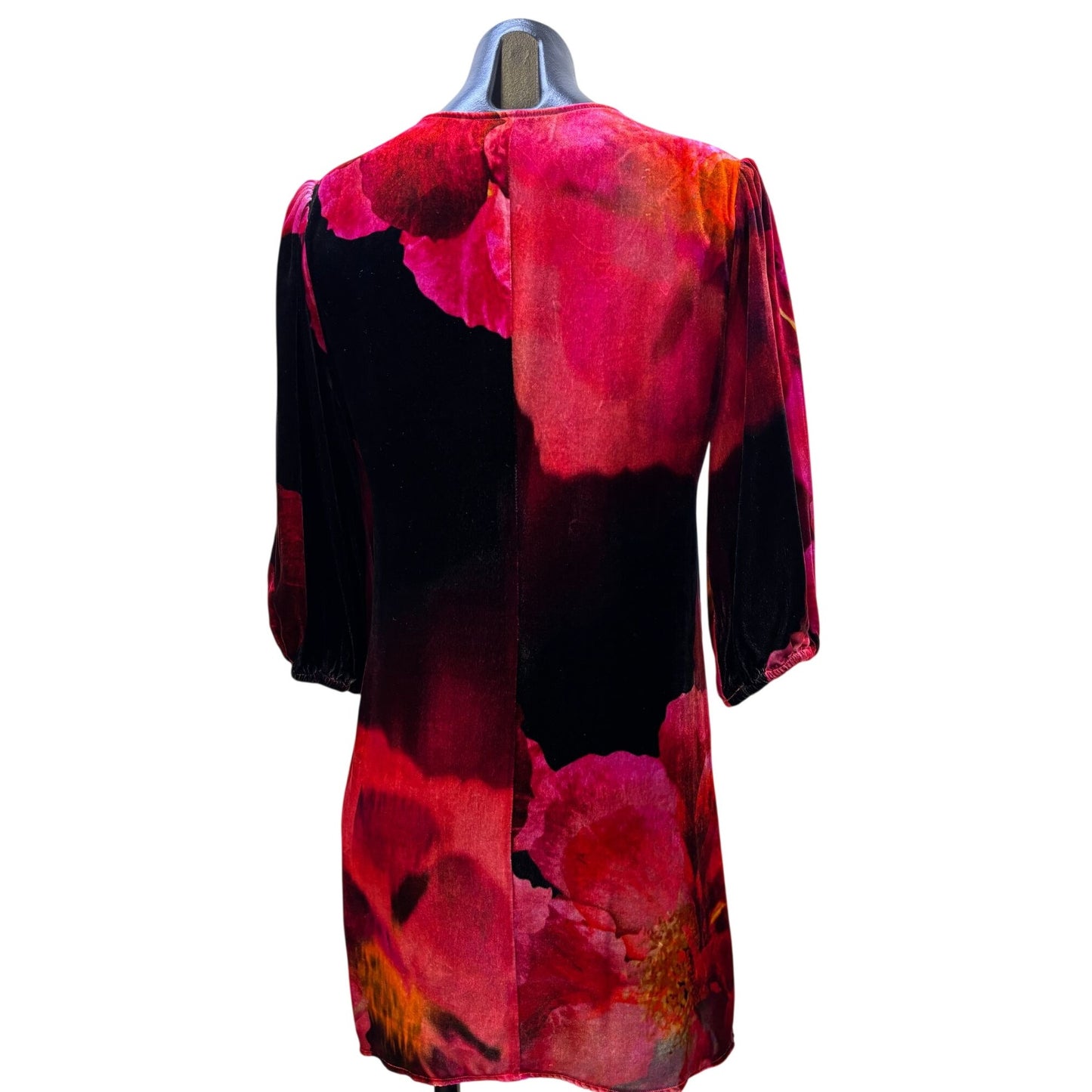 Johnny Was Embroidered Velvet Floral Blouse Black & Multi-Color XS
