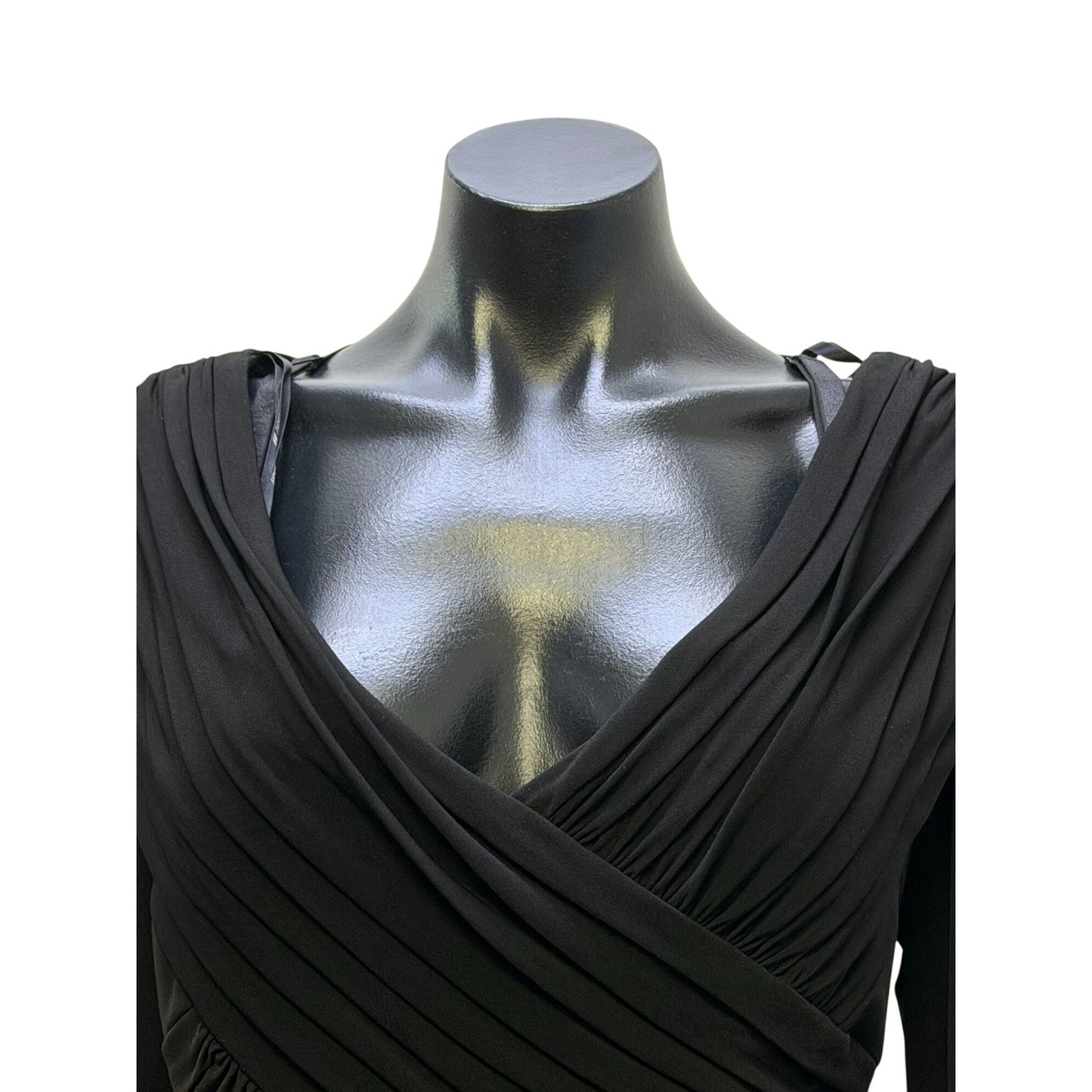 NWT Tadashi Collection Black Pleated Bodice & Satin Flare Skirt Dress Size 16