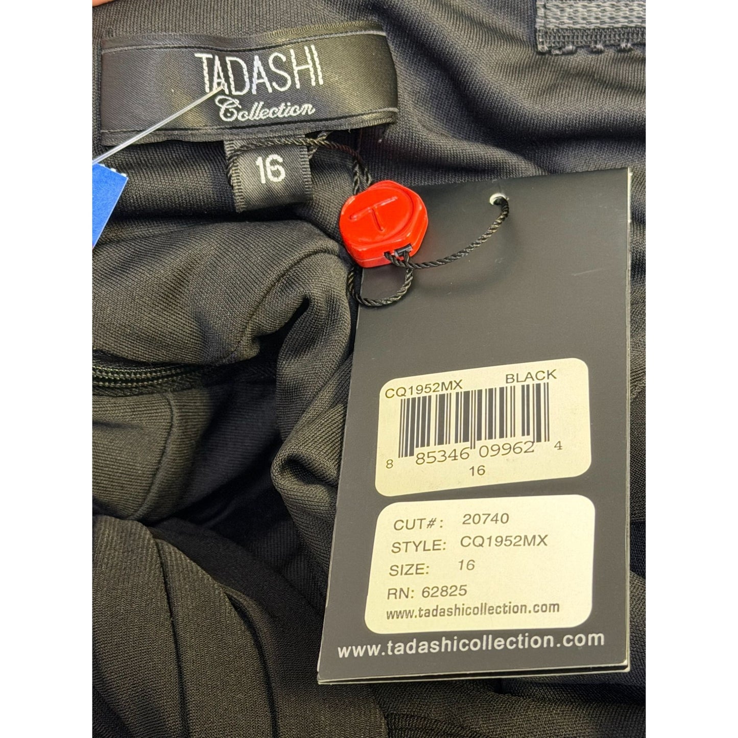 NWT Tadashi Collection Black Pleated Bodice & Satin Flare Skirt Dress Size 16