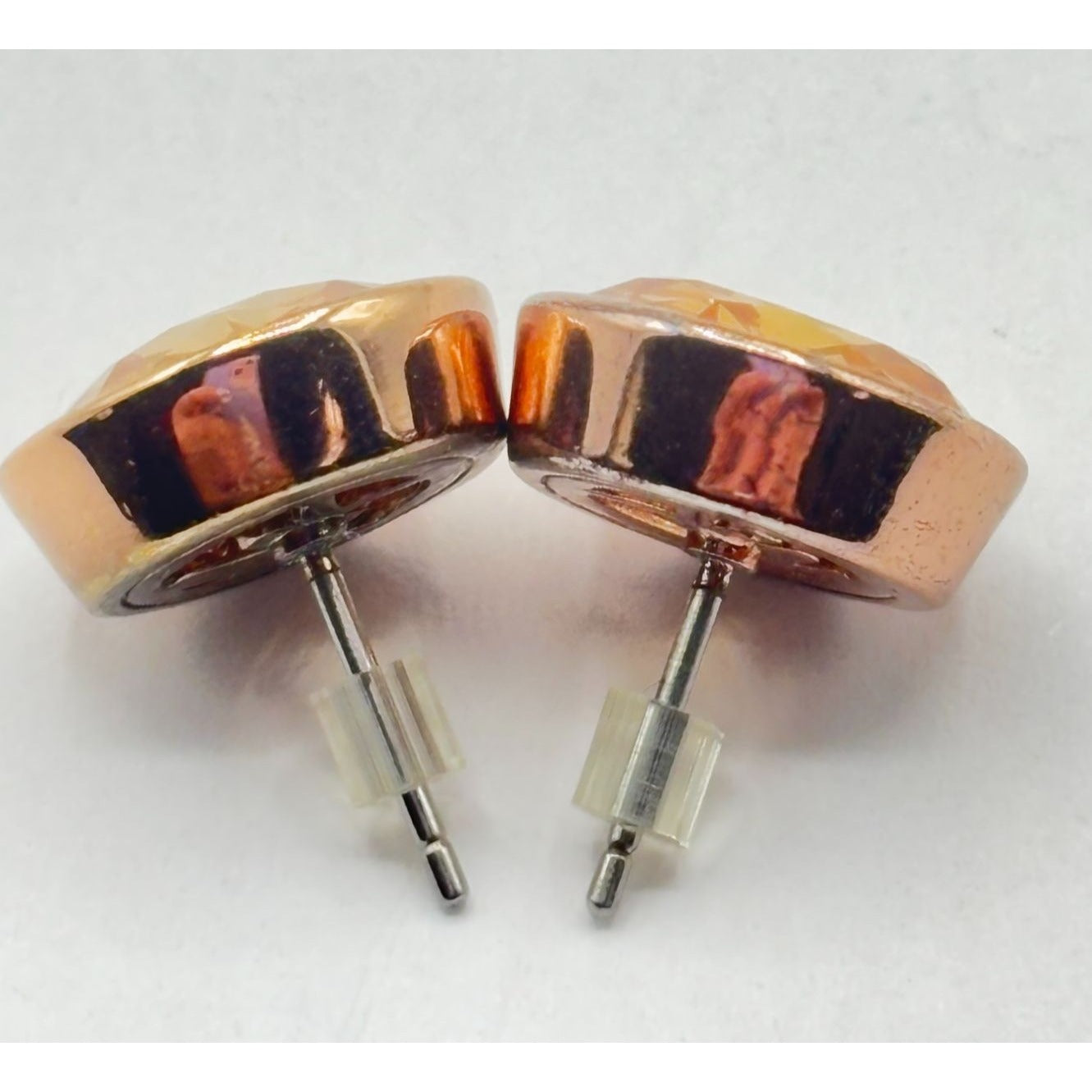 Michael Kors Womens Rose Gold-Tone & Orange Crystal Stud Earrings