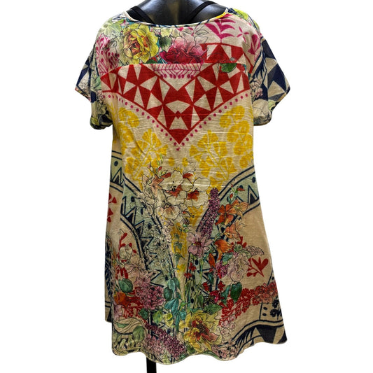 Johnny Was Multi-Color Floral Print Tunic Blouse L