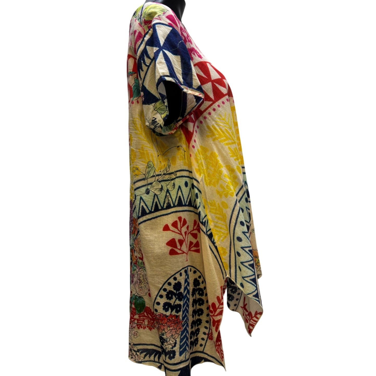 Johnny Was Multi-Color Floral Print Tunic Blouse L