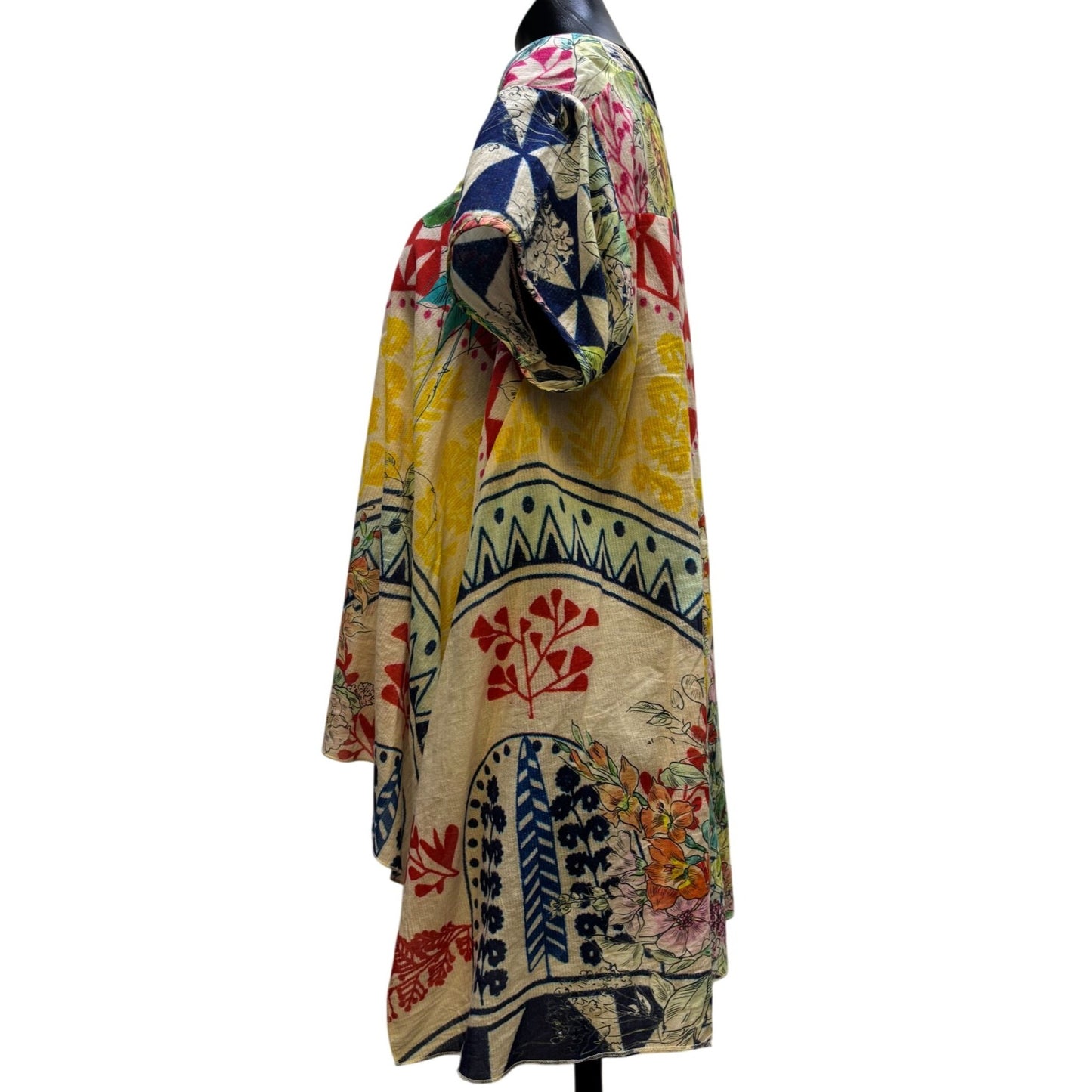 Johnny Was Multi-Color Floral Print Tunic Blouse L
