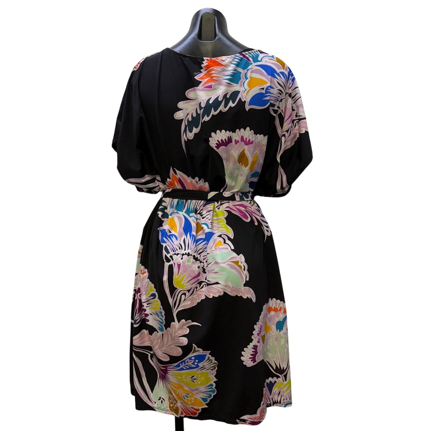 Trina Turk Belted Floral Dress Black Multicolor XL