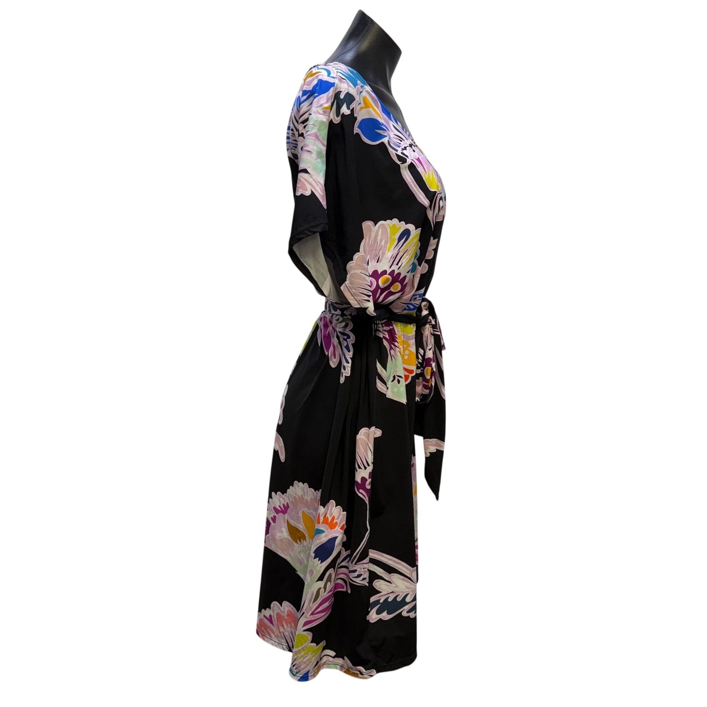 Trina Turk Belted Floral Dress Black Multicolor XL