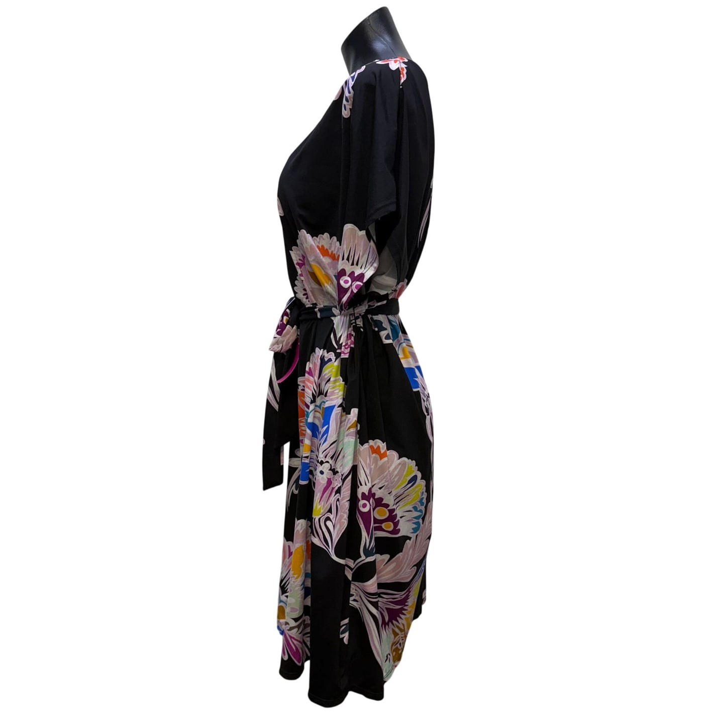 Trina Turk Belted Floral Dress Black Multicolor XL