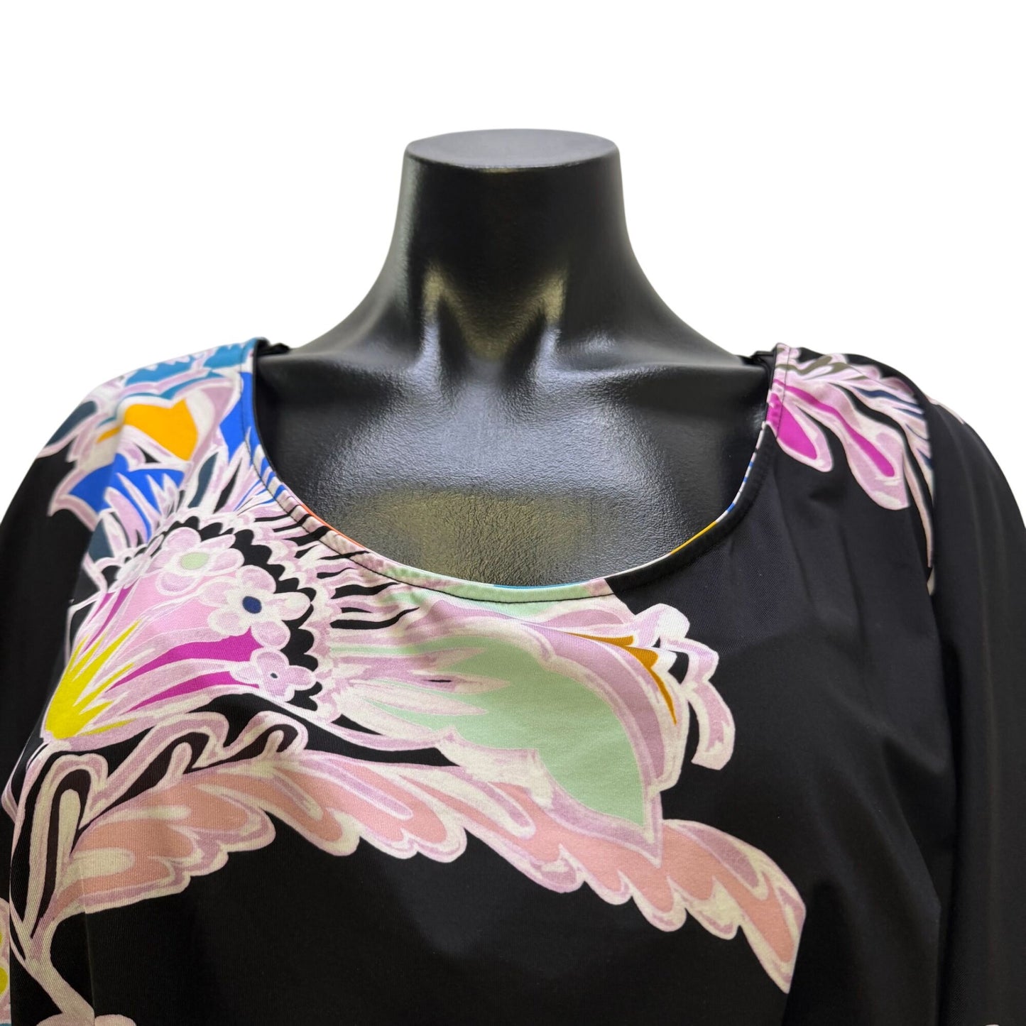 Trina Turk Belted Floral Dress Black Multicolor XL