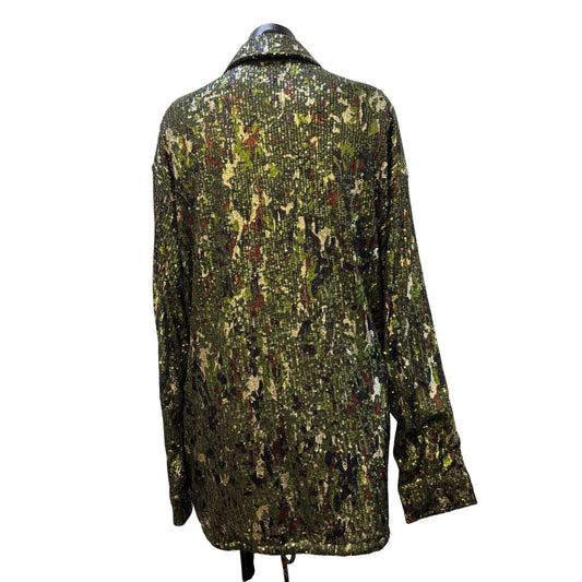 NWT Miss Me Green Sequin Jacket With Drawstring Waist L