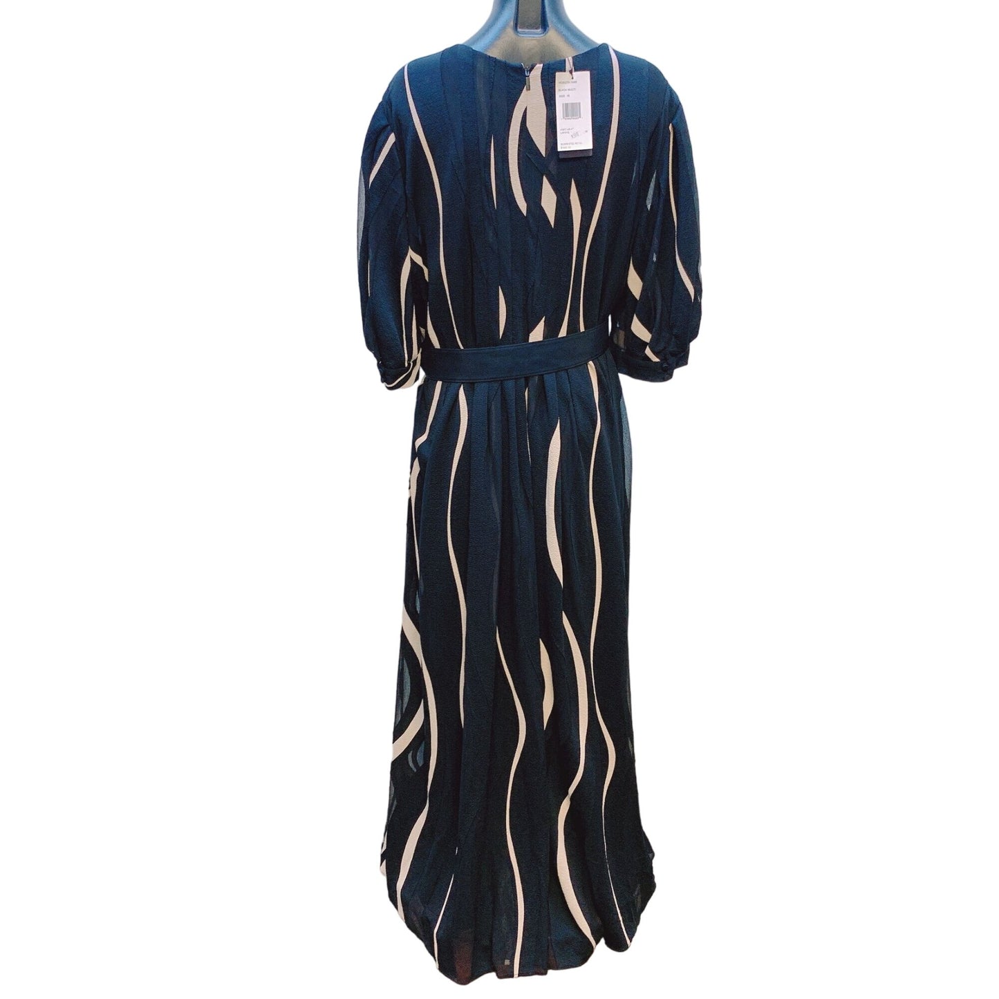 NWT Lafayette 148 New York Black & Cream Maxi Dress Size 18