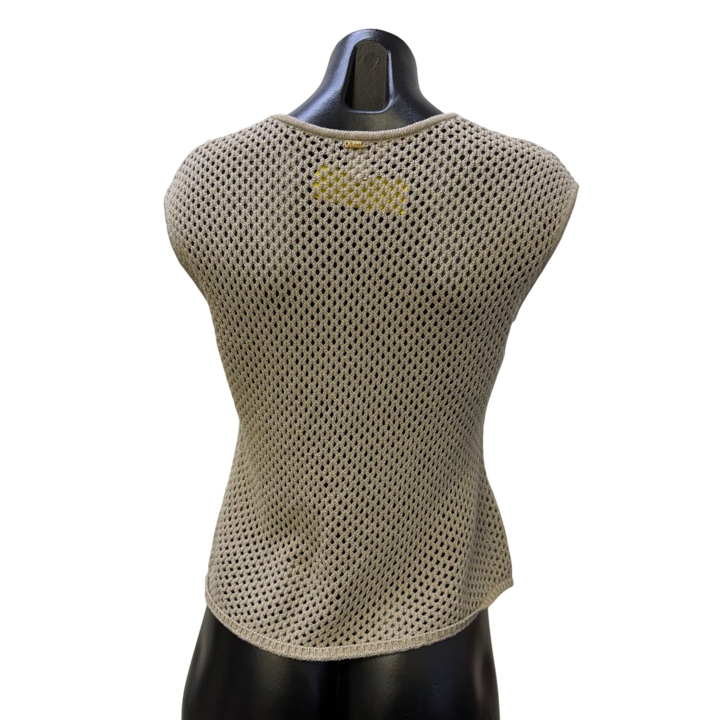 St. John Sport By Marie Gray Tan Open-Knit Sleeveless Top S