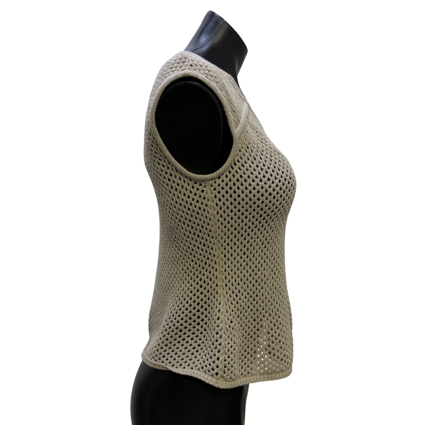 St. John Sport By Marie Gray Tan Open-Knit Sleeveless Top S