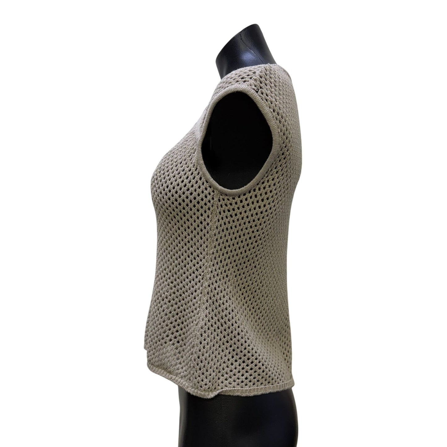 St. John Sport By Marie Gray Tan Open-Knit Sleeveless Top S