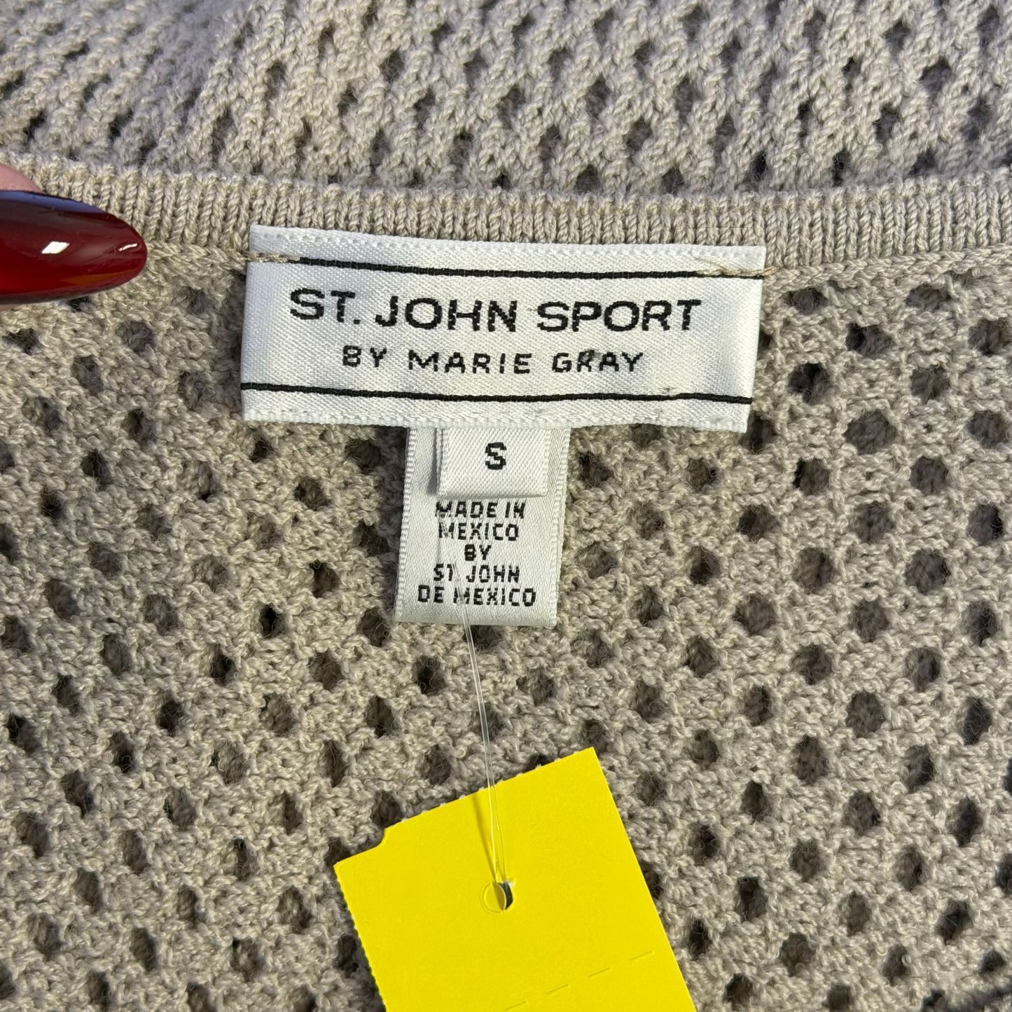 St. John Sport By Marie Gray Tan Open-Knit Sleeveless Top S