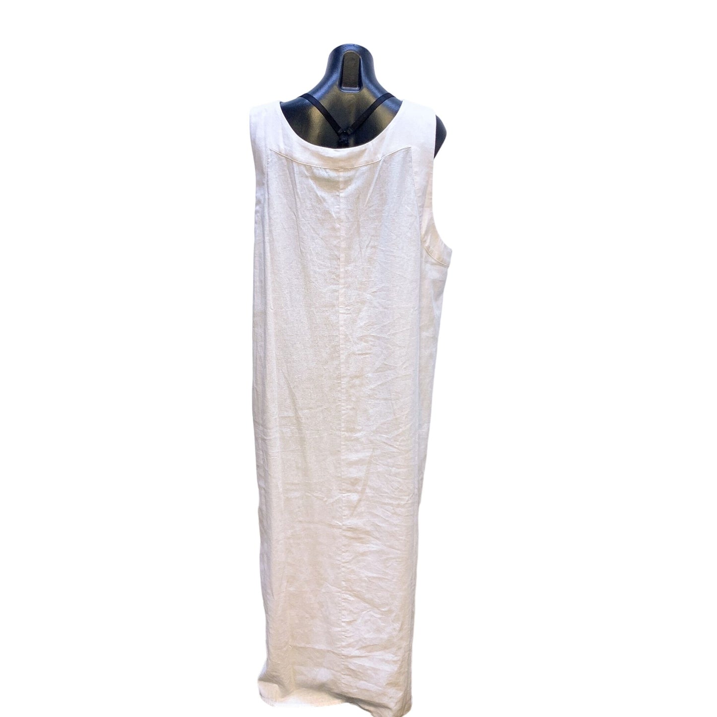 DKNY White Sleeveless V-Neck Linen Blend Maxi Dress Size 2XL