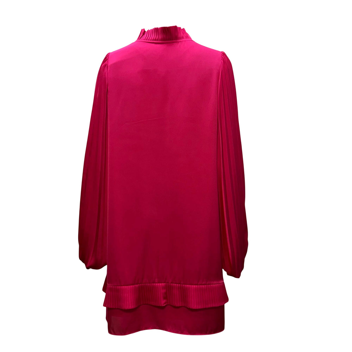 Alden Adair Pink Pleated Long-Sleeve Shift Dress S