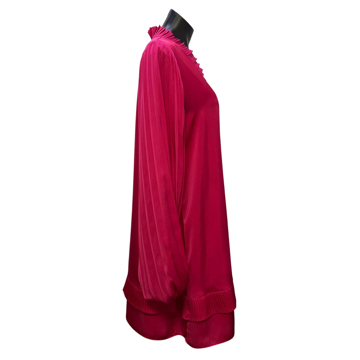 Alden Adair Pink Pleated Long-Sleeve Shift Dress S
