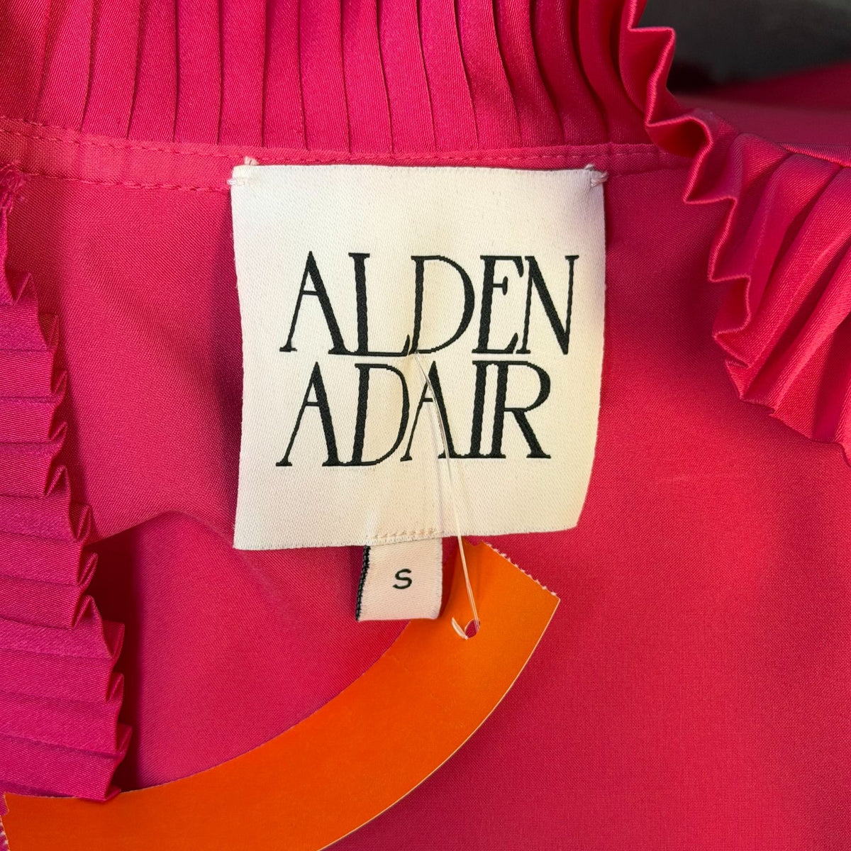 Alden Adair Pink Pleated Long-Sleeve Shift Dress S