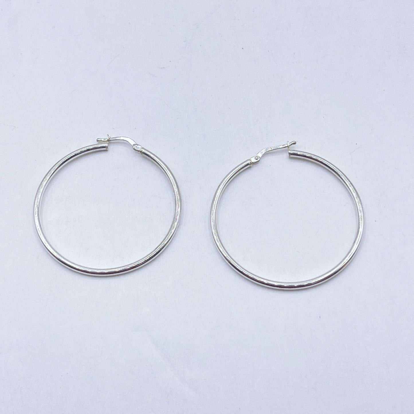 Silver Hoop Earrings 925 Sterling Simple Design Womens Jewelry Lightweight