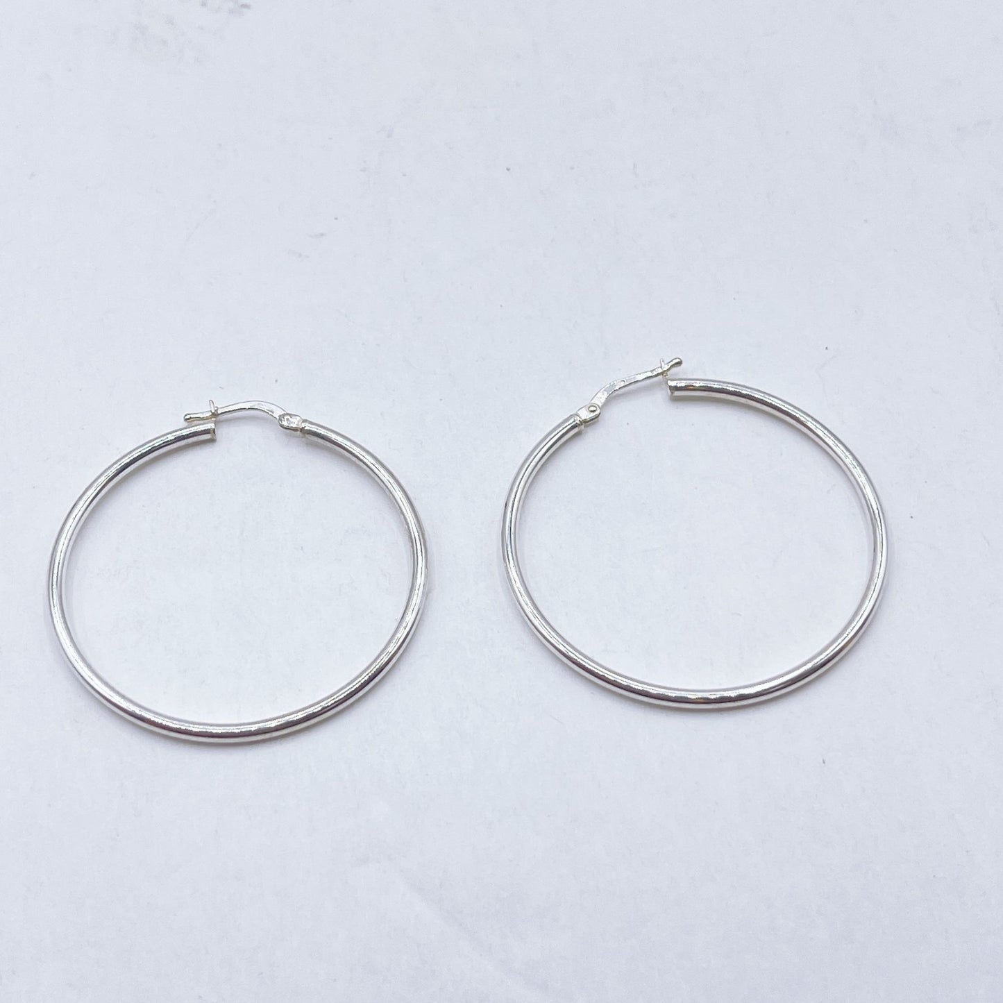 Silver Hoop Earrings 925 Sterling Simple Design Womens Jewelry Lightweight