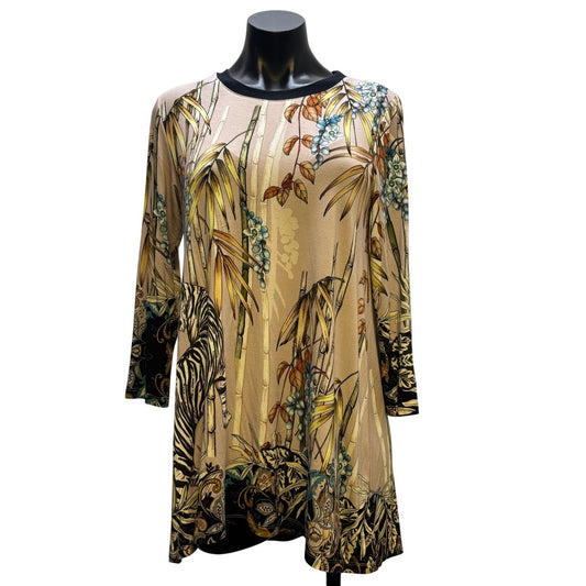 Johnny Was Tiger & Bamboo Print Blush Multi Pullover Blouse S