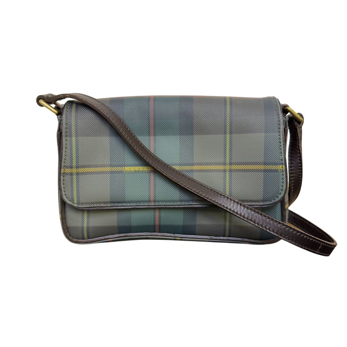 Ralph Lauren Plaid Crossbody Bag Green & Red With Adjustable Strap