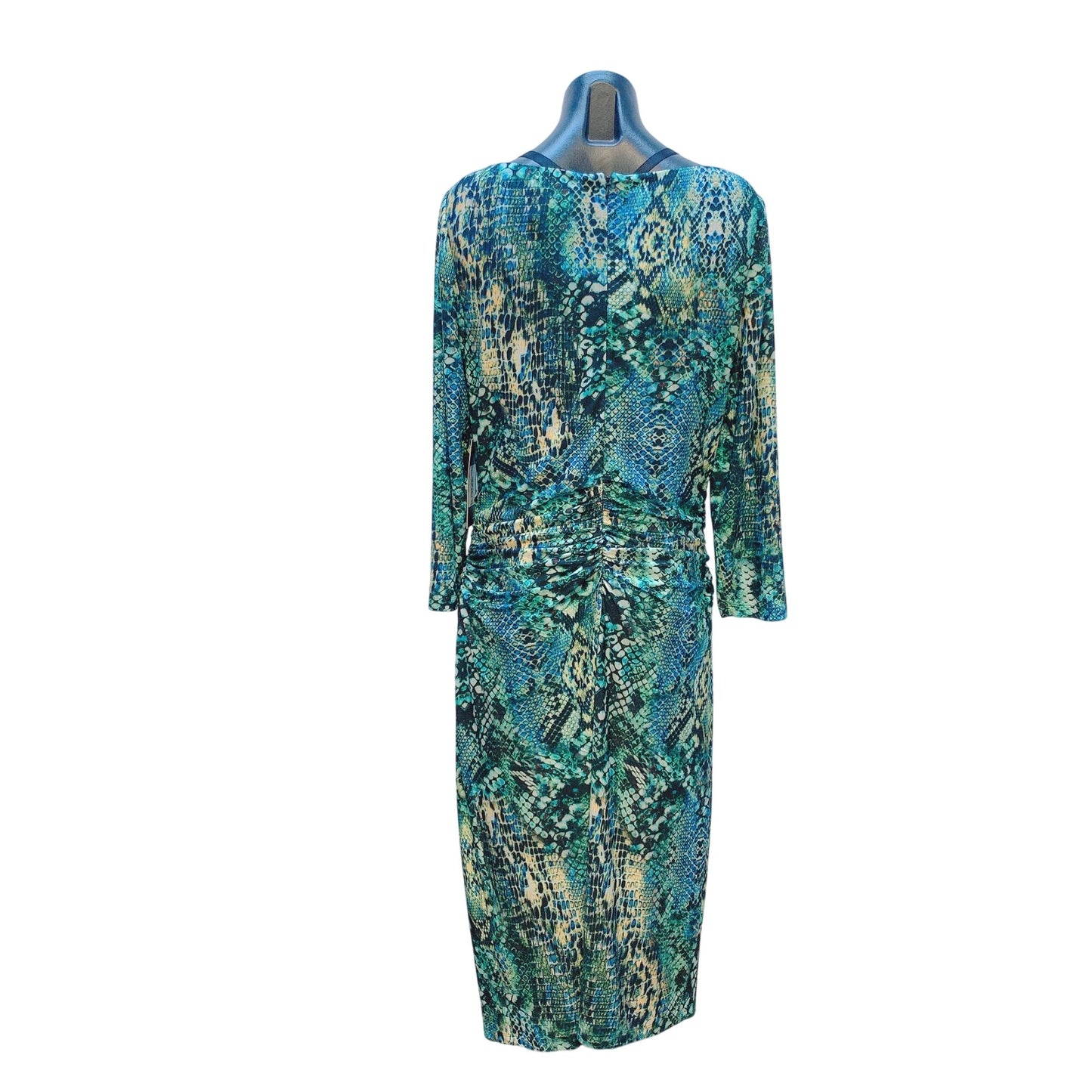 NWT David Meister Black, Turquoise, & Blue Snake Print Dress Size 14