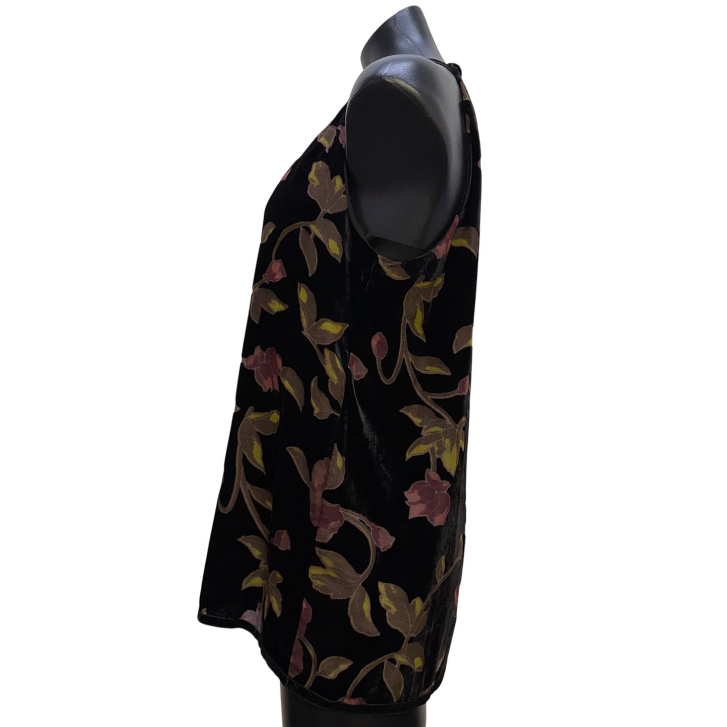 NWT Max Studio Velvet Floral Print Blouse Black Multi-Color M