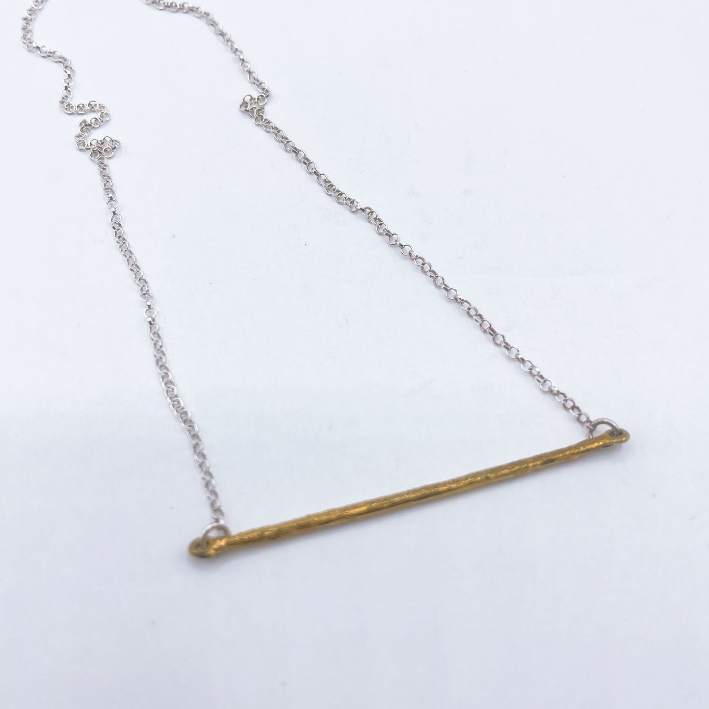 Silpada Modernist Silver Gold Bar Pendant Long Chain Necklace