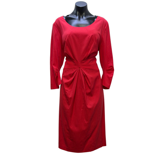 NWT Lafayette 148 New York Red Long-Sleeve Midi Dress Size 16