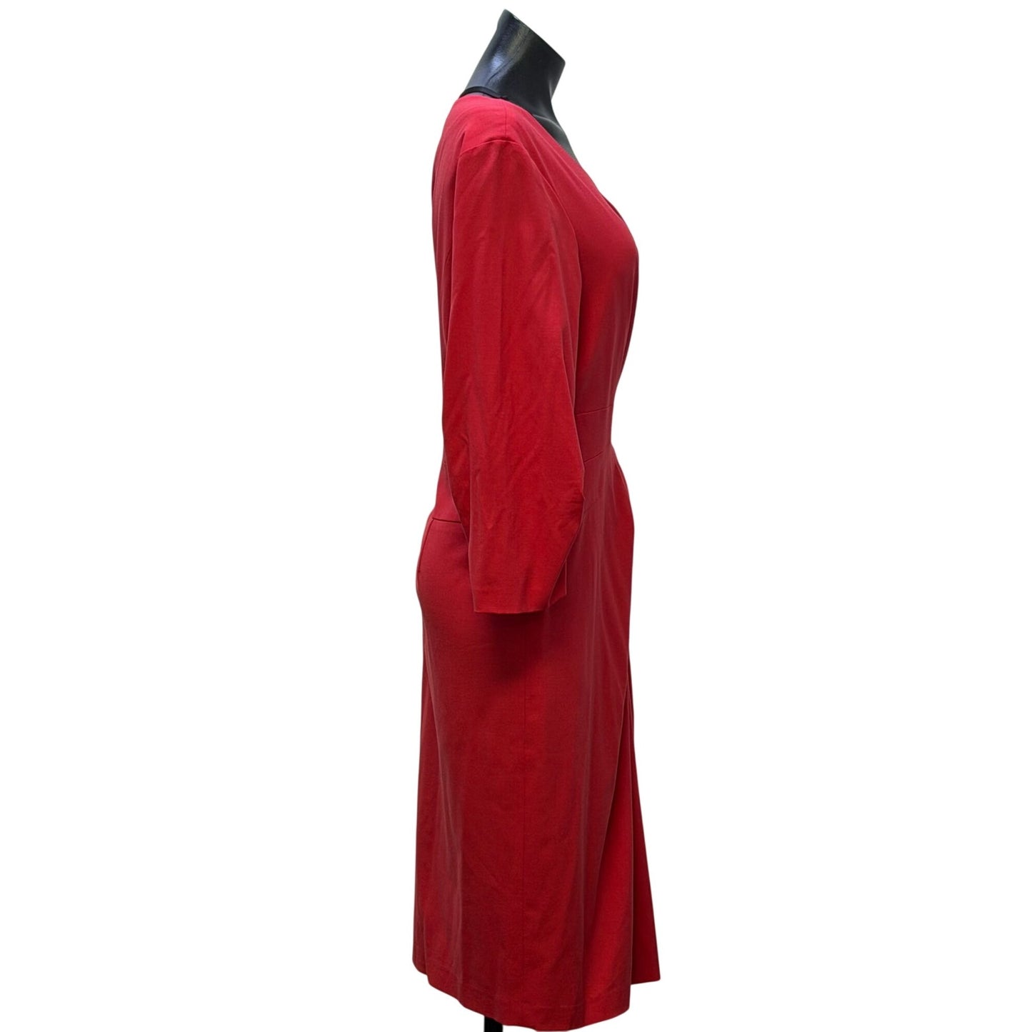 NWT Lafayette 148 New York Red Long-Sleeve Midi Dress Size 16
