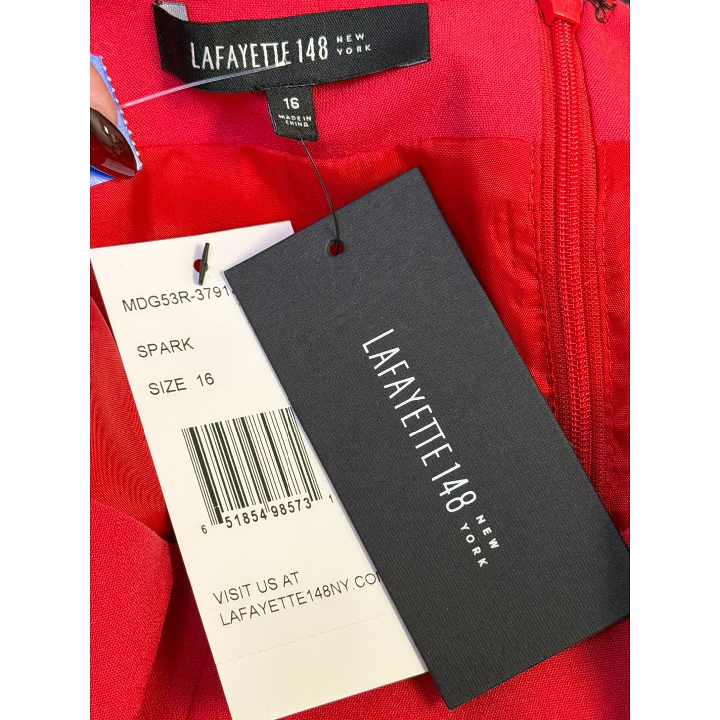 NWT Lafayette 148 New York Red Long-Sleeve Midi Dress Size 16