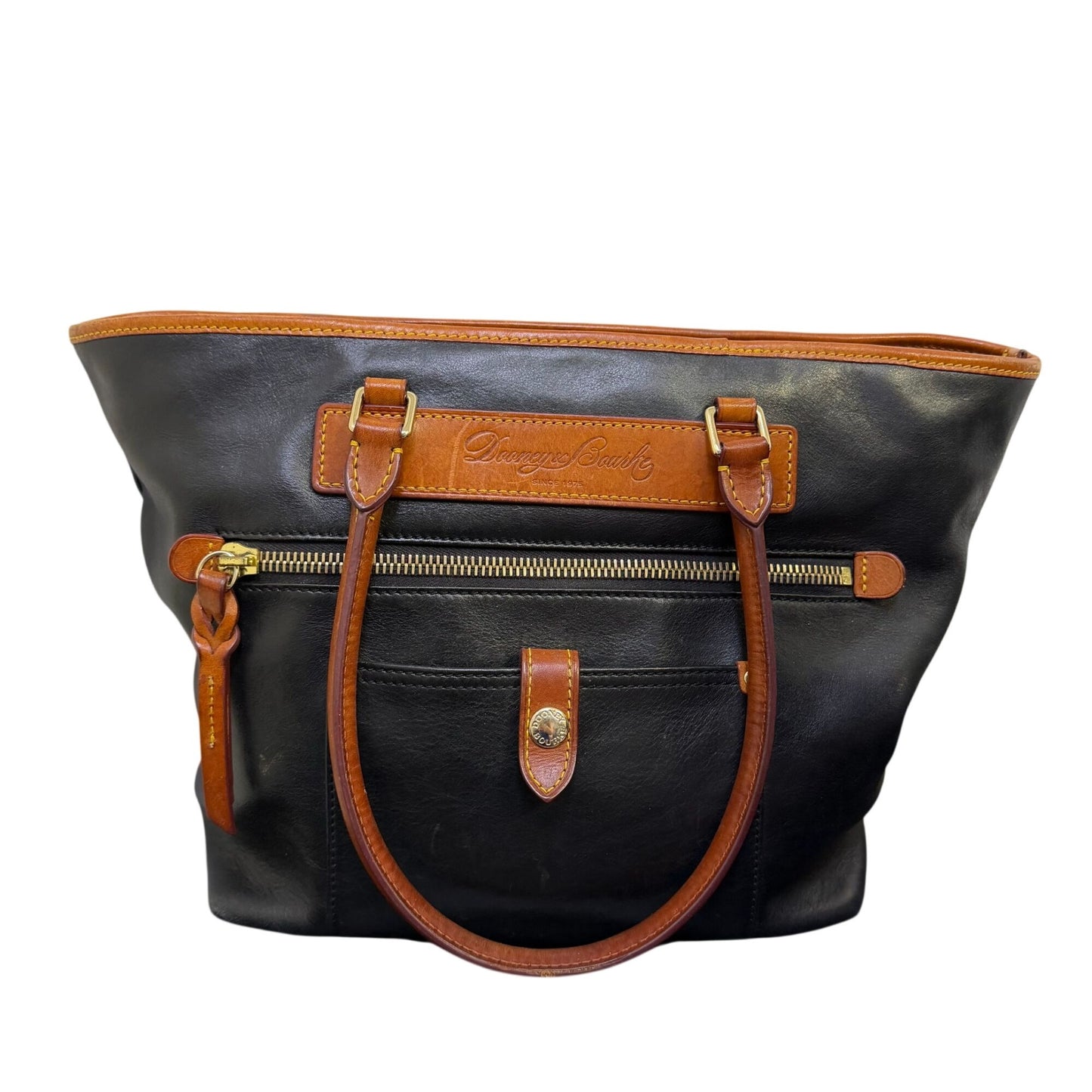 Dooney & Bourke Vintage Black & Brown Leather Tote Bag