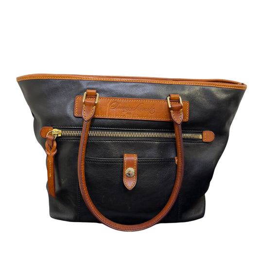 Dooney & Bourke Vintage Black & Brown Leather Tote Bag
