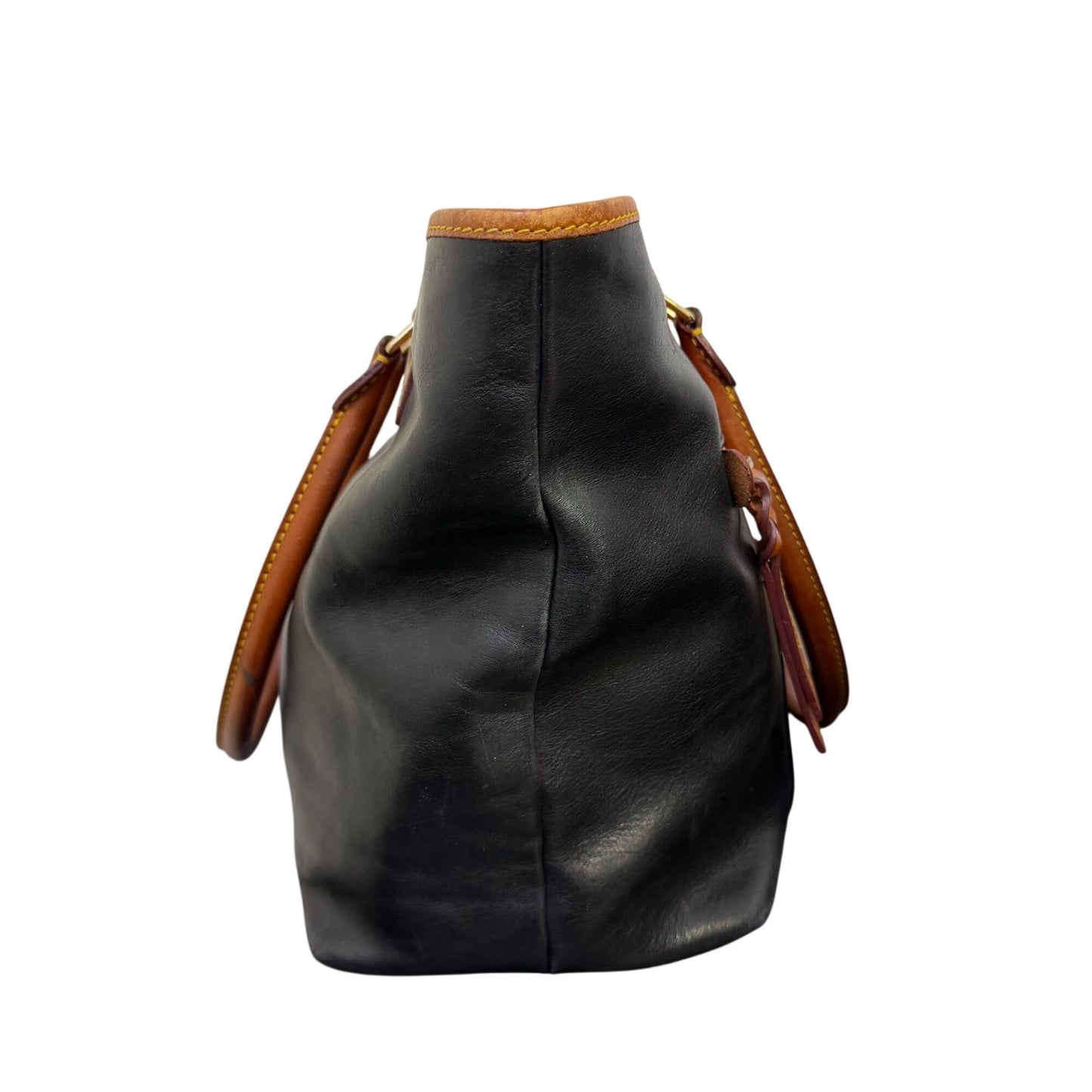 Dooney & Bourke Vintage Black & Brown Leather Tote Bag