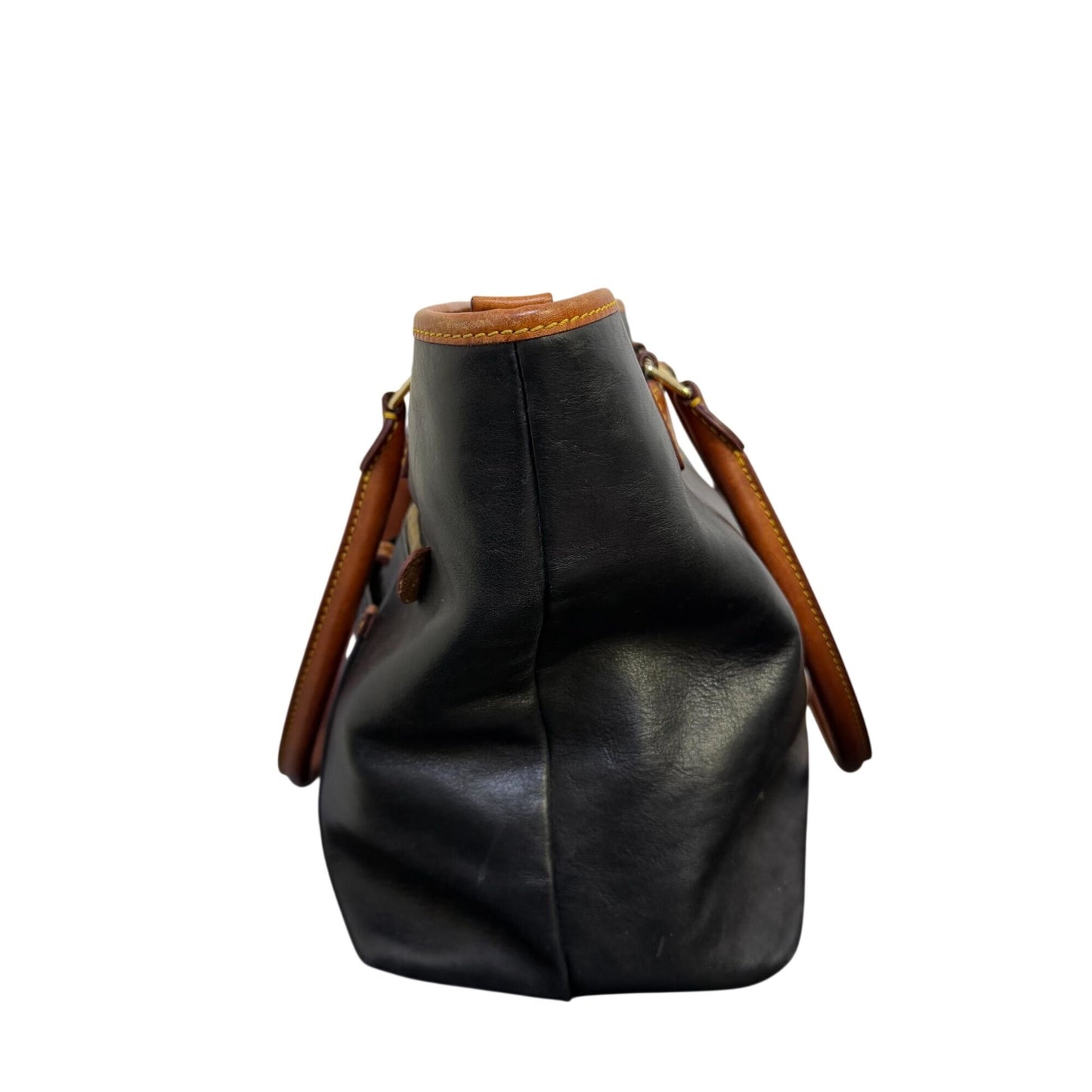 Dooney & Bourke Vintage Black & Brown Leather Tote Bag