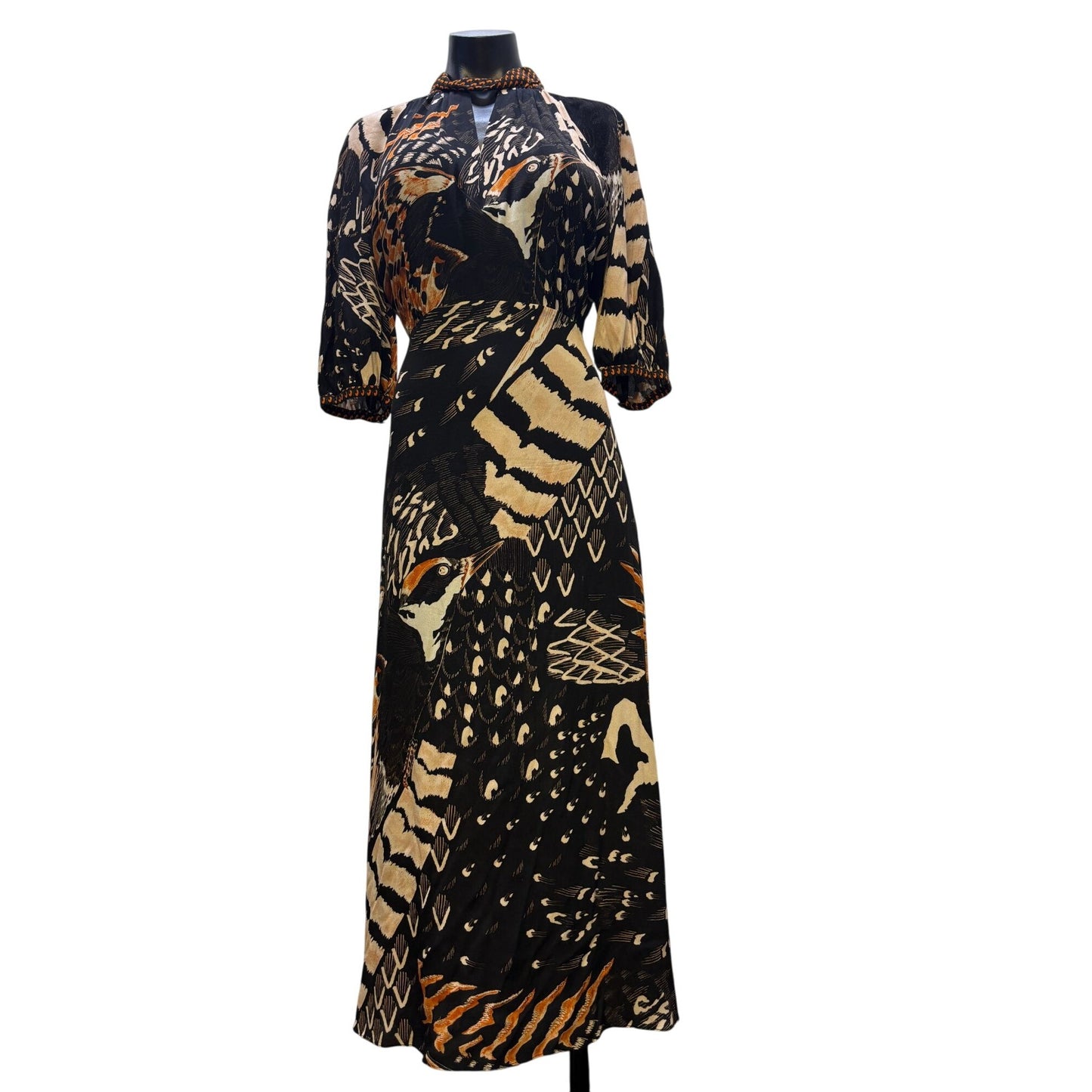 Temperley London Silk Butterfly Print Wrap Dress Orange 10