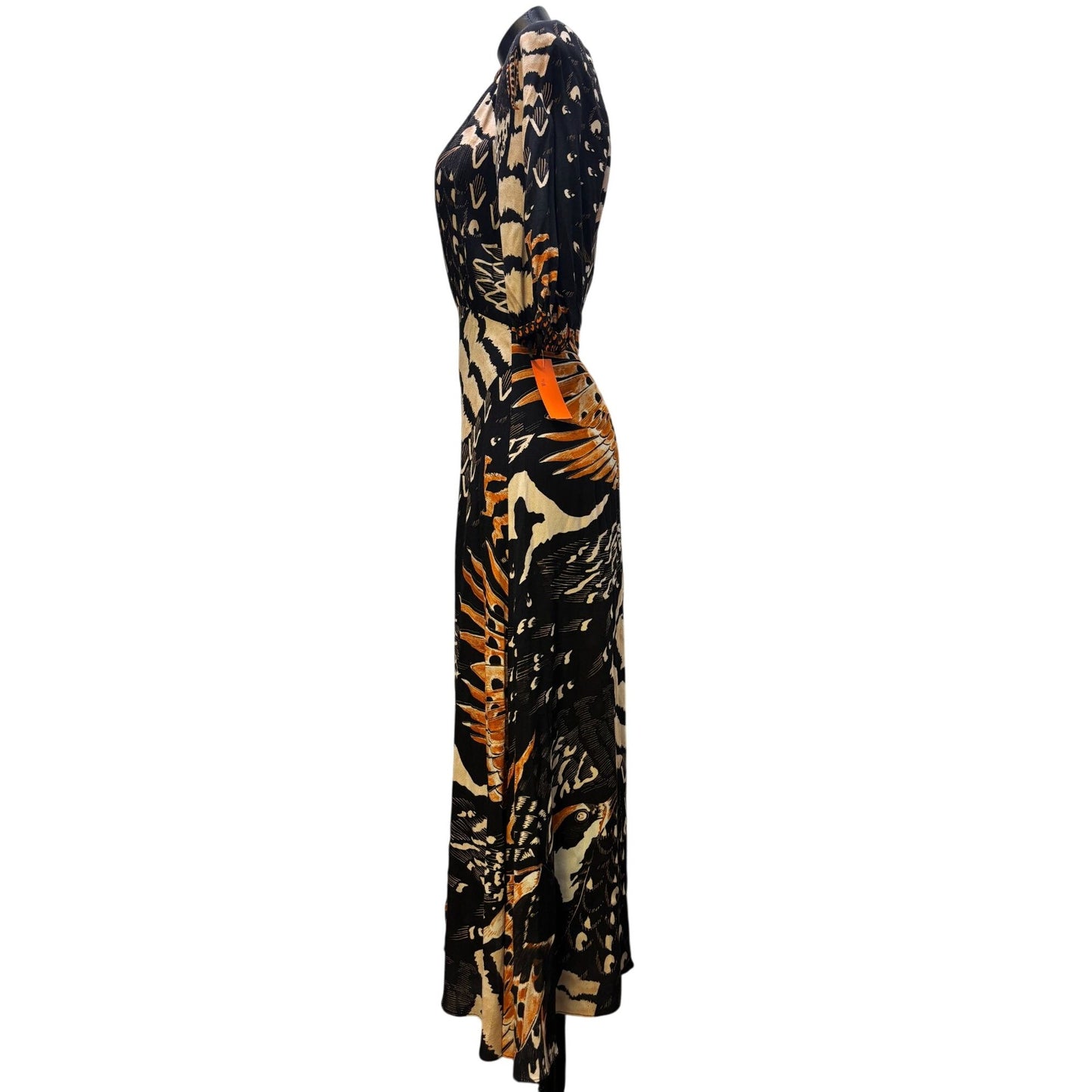Temperley London Silk Butterfly Print Wrap Dress Orange 10