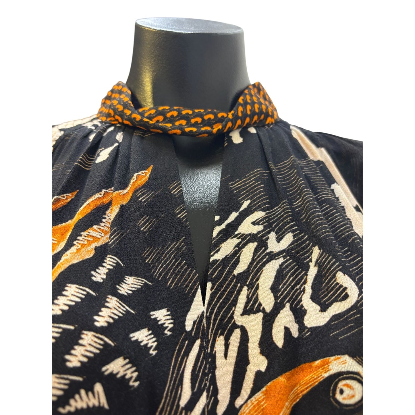 Temperley London Silk Butterfly Print Wrap Dress Orange 10