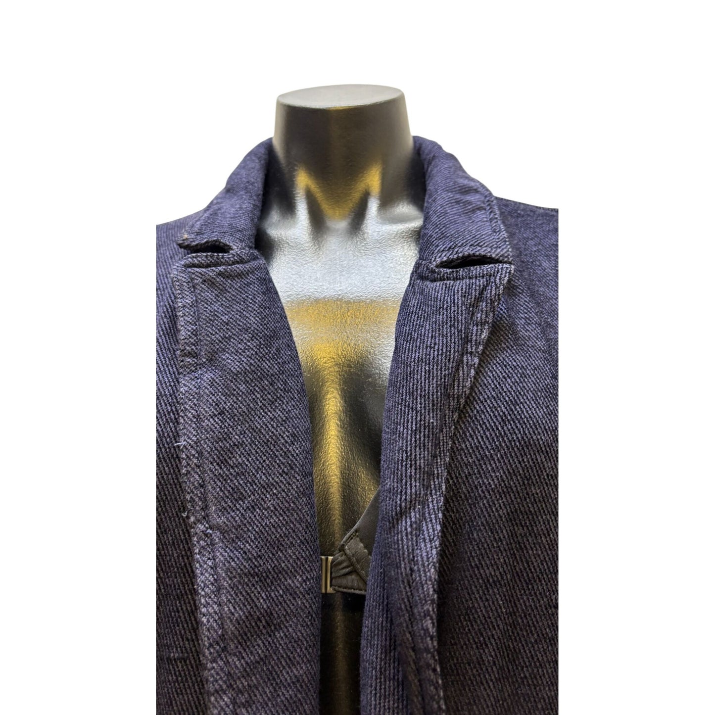 Free People Navy Long Double-Breasted Coat With Gold Buttons Size L