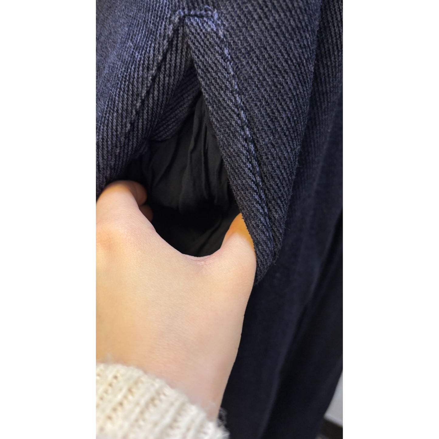 Free People Navy Long Double-Breasted Coat With Gold Buttons Size L