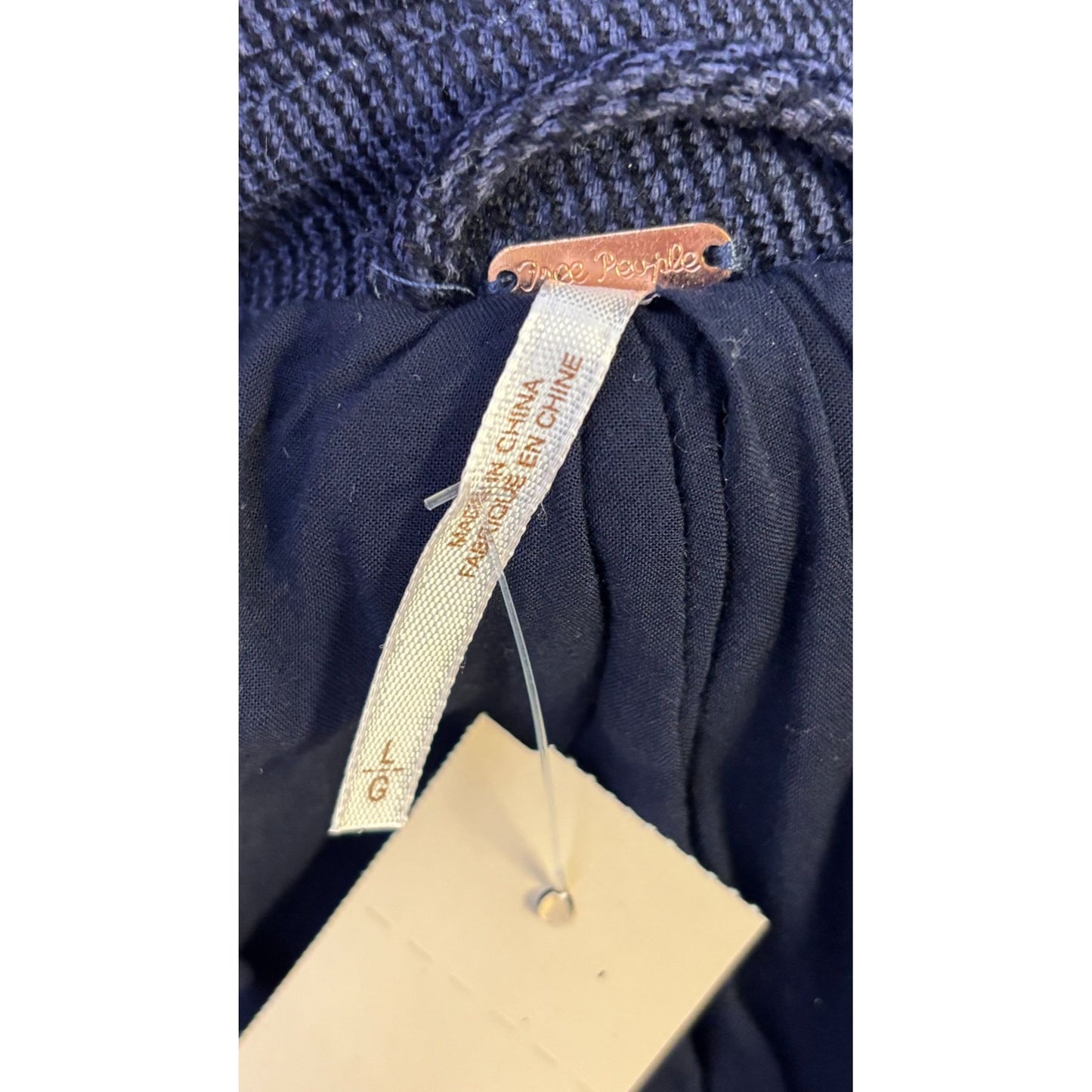 Free People Navy Long Double-Breasted Coat With Gold Buttons Size L