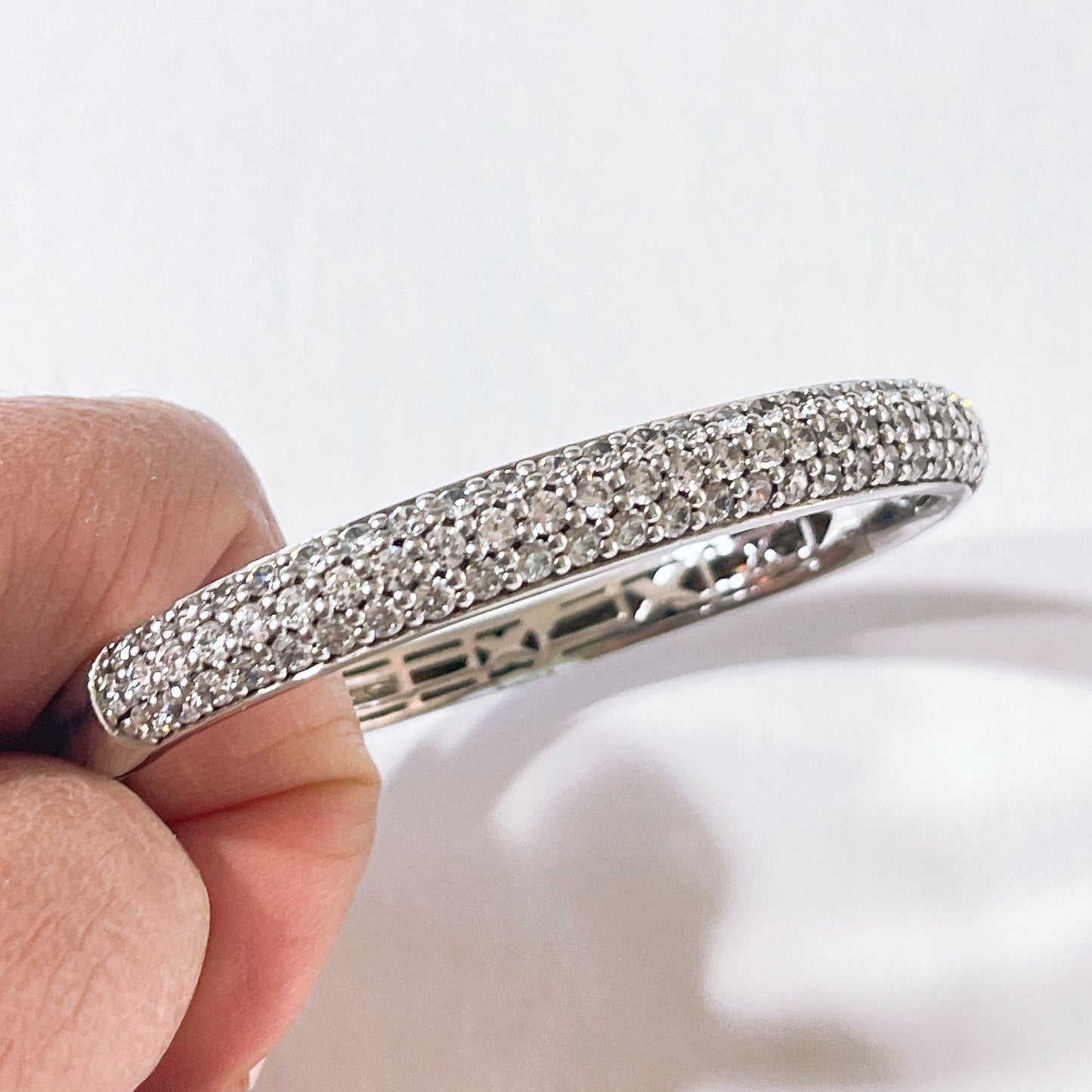 Ti Sento Silver Bangle Bracelet With Cubic Zirconia Stones & Intricate Detailing