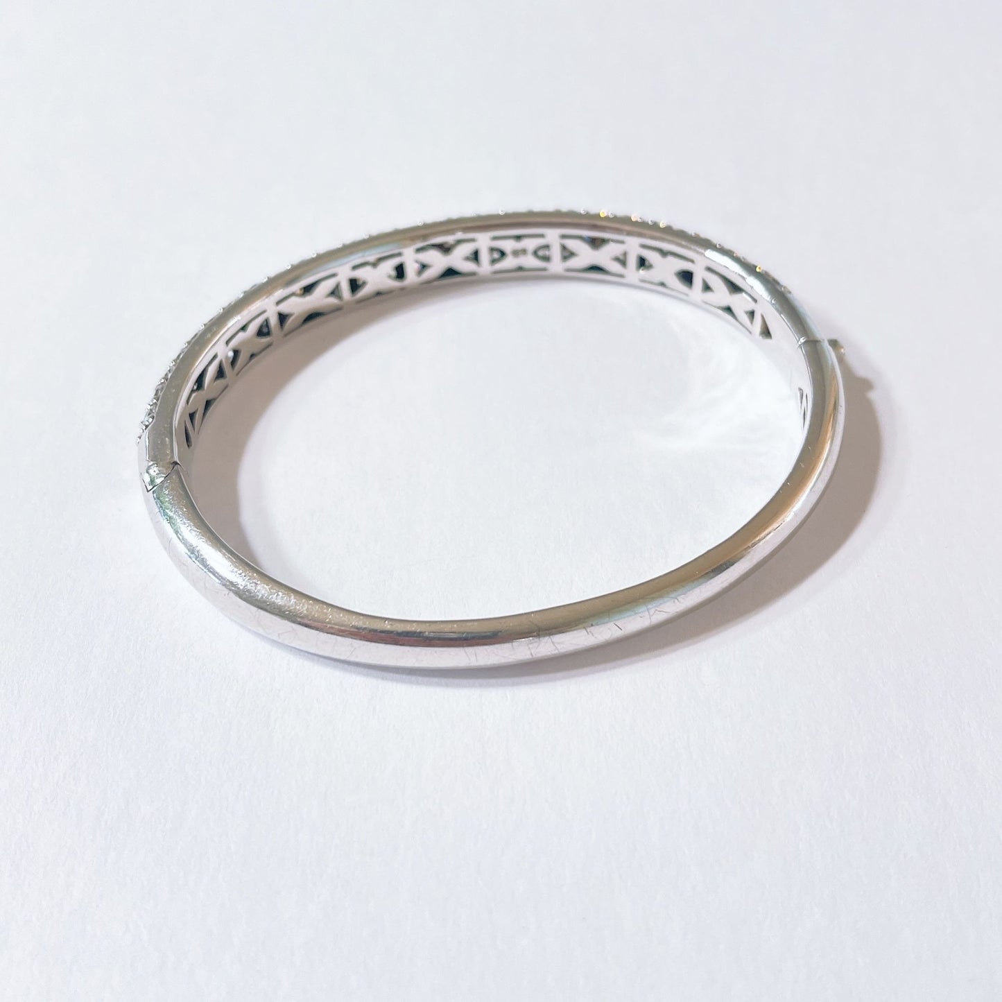 Ti Sento Silver Bangle Bracelet With Cubic Zirconia Stones & Intricate Detailing